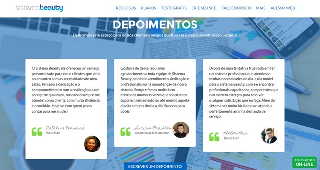 SITE DEPOIMENTOS